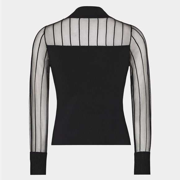Milly Black Sheer mock neck long Sleeve Top size s - Picture 14 of 15